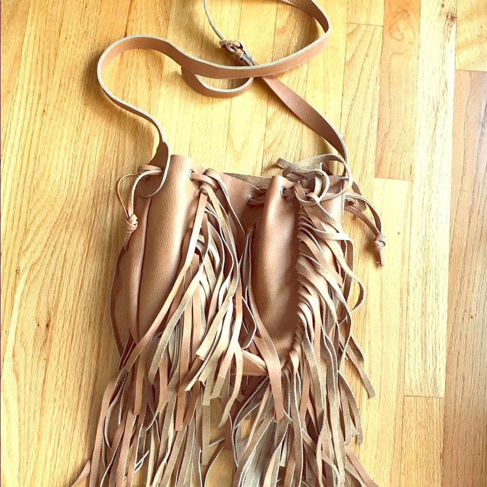 Cleobella Bucket fringe handbag Tan